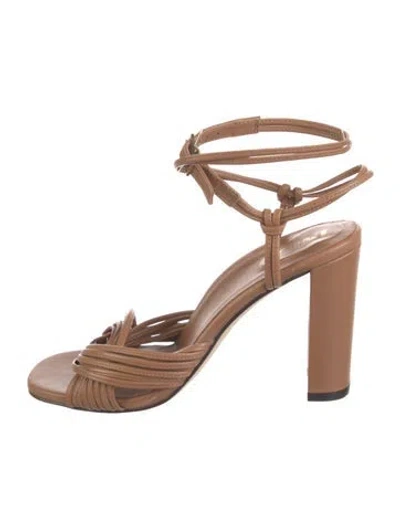 Pre-owned Inez Leather Sandals In Brown/neutrals