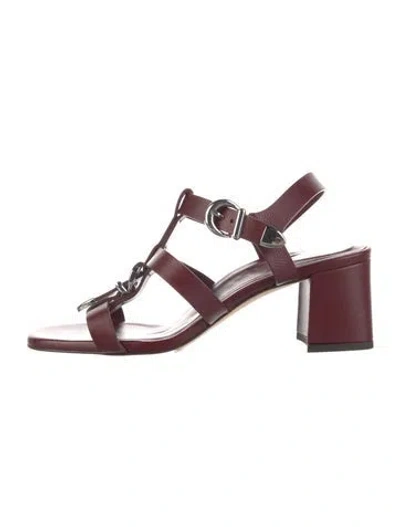 Pre-owned Inez Leather Sandals In Burgundy