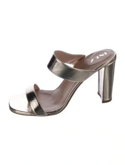 Pre-owned Inez Leather Sandals In Gold/metallic