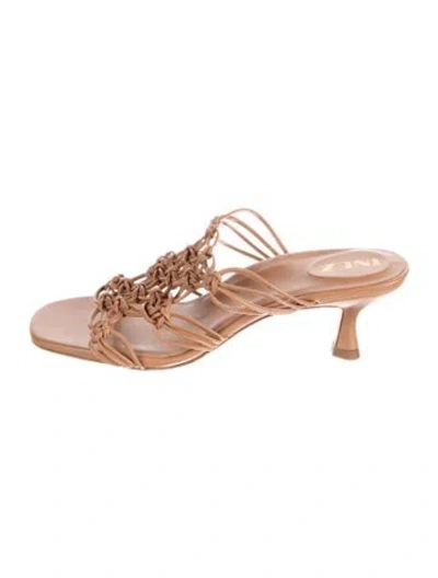 Pre-owned Inez Leather Sandals In Neutrals