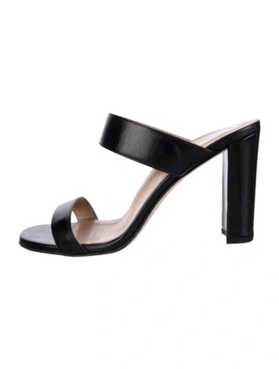 Pre-owned Inez Leather Slides In Black