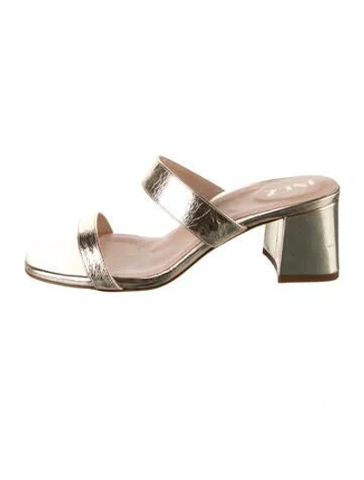 Pre-owned Inez Leather Slides In Gold/metallic