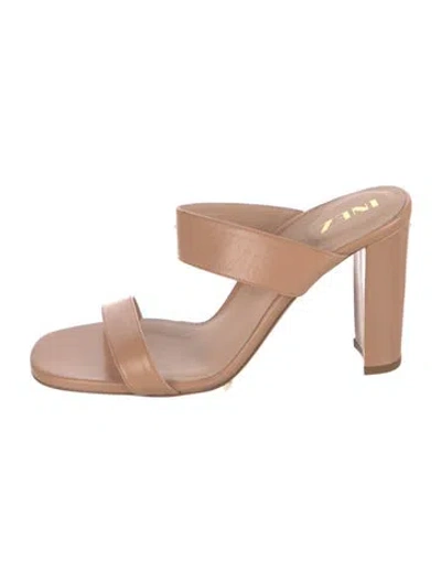 Pre-owned Inez Leather Slides In Neutrals