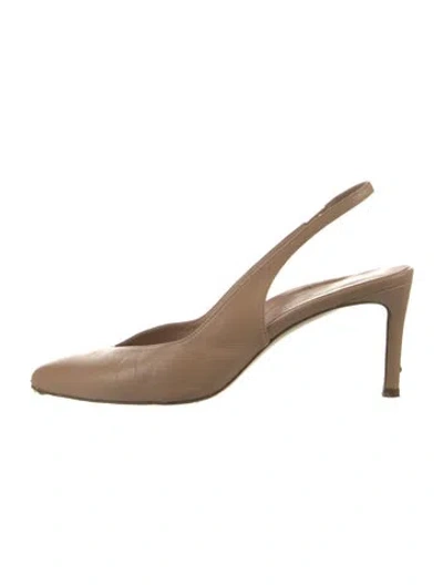 Pre-owned Inez Leather Slingback Pumps In Neutral