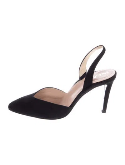 Pre-owned Inez Suede Slingback Pumps In Black