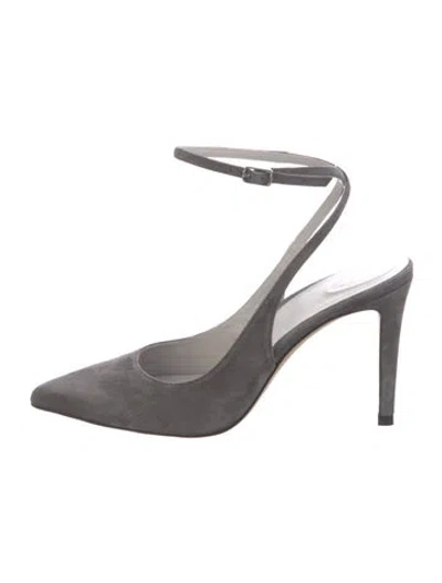 Pre-owned Inez Suede Slingback Pumps In Gray