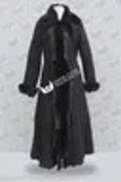 Pre-owned Infinity Black Full Length Ladies Lamb Suede Ladies Toscana Sheepskin Leather Trench Coat