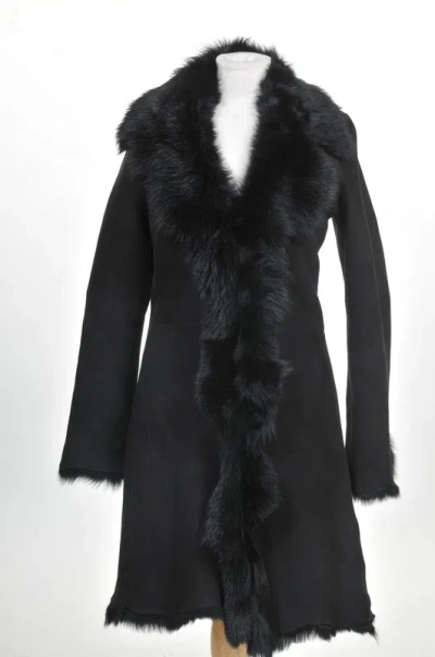 Pre-owned Infinity Black Ladies Women's Real Toscana Sheepskin Leather Suede Jacket Trench Coat