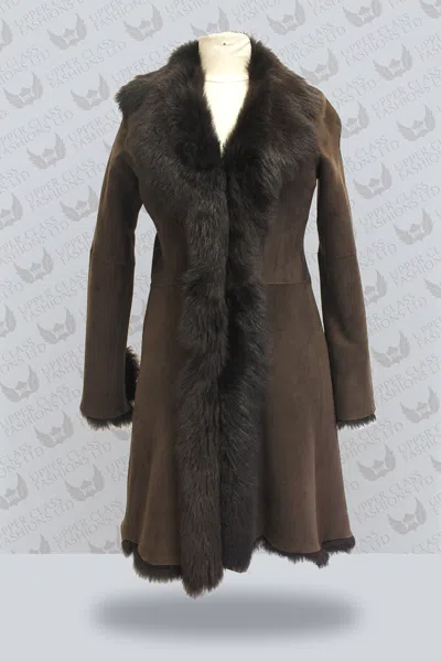 Pre-owned Infinity Brown 3/4 Ladies Women's Real Toscana Sheepskin Leather Jacket Trench Coat