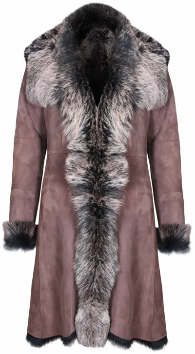 Pre-owned Infinity Brown Ladies Women's Real Toscana Sheepskin Leather Suede Jacket Trench Coat