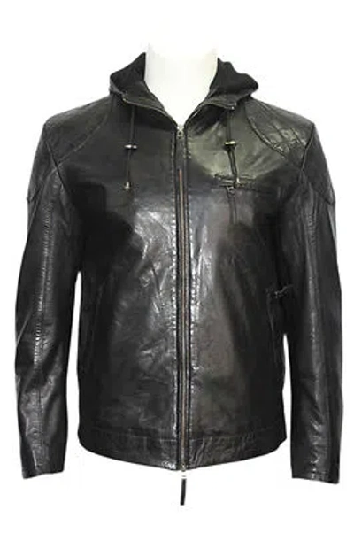 Pre-owned Infinity Dream M134 Black Hooded Fashion,style Men's Classic Soft Napa Leather Jacket