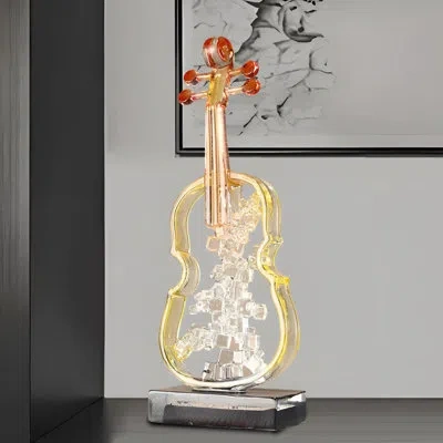 Infinity Elegant Violin Art Decor - Resin Tabletop Sculpture In Gold