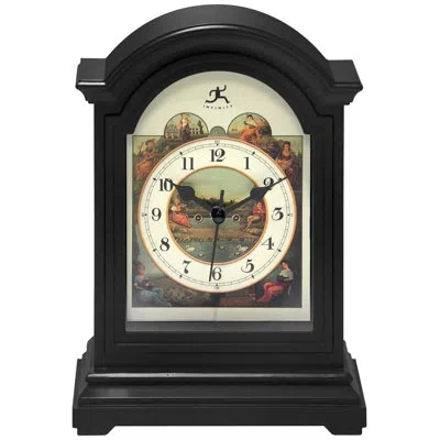 Infinity Instruments Classic Grandfather Plastic Tabletop Clock 9 Inches In Black