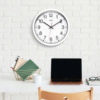 Infinity Instruments Itc Obsidian Round White Business Wall Clock 14 Inch
