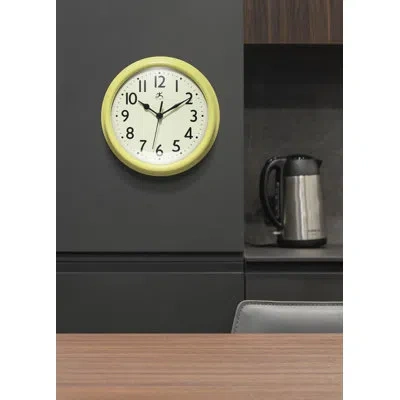 Infinity Instruments Midcentury/modern Round Plastic Wall Clock 9.5 Inches In Yellow