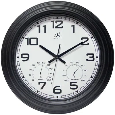 Infinity Instruments Outdoor Round Metal Wall Clock 18.5 Inches In Black