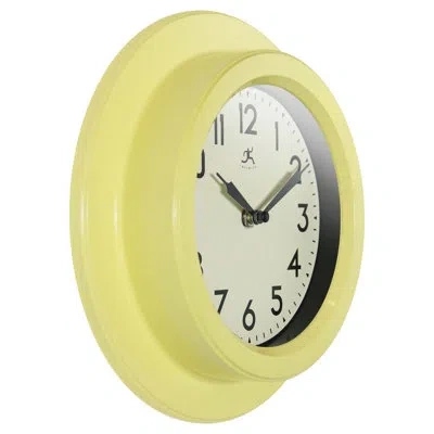 Infinity Instruments Retro Escape Midcentury/modern Round Plastic Wall Clock 9.75 Inches In Yellow