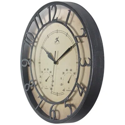 Infinity Instruments Round Plastic Wall Clock 16 Inches - Black