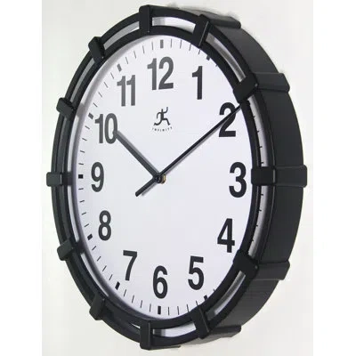 Infinity Instruments Round Plastic Wall Clock 16 Inches In Black
