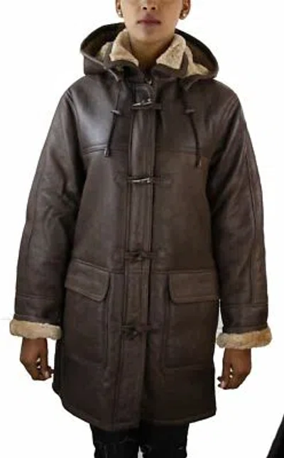 Pre-owned Infinity Ladies Real Sheepskin Leather Coat Brown Beige Fur Womens Flying Jacket