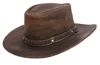 Infinity Leather Cowboy Aussie Real Leather Bush Hat In Brown