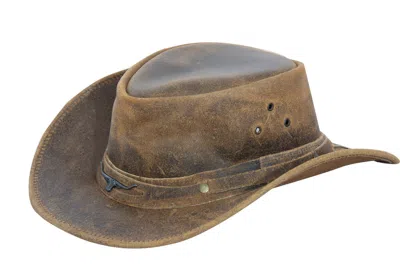 Infinity Leather Cowboy Aussie Real Leather Hat Australian Tan Brown Western Outback Bush Hat