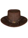 Infinity Leather Cowboy Outback Real Leather Aussie Bush Hat In Brown