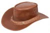 Infinity Leather Cowboy Outback Real Leather Aussie Bush Hat In Multi