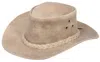 Infinity Leather Cowboy Outback Real Vintage Leather Aussie Bush Hat In Brown