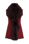 Infinity Leather Female Burgundy Toscana Sheepskin Long Gilet-sorocaba In Red