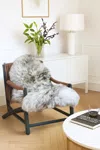 Infinity Leather Genuine Black Wolf Tip Sheepskin Silky Natural Soft Fluffy Real Wool Rug In Gray