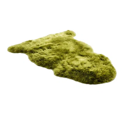 Infinity Leather Genuine Green Sheepskin Natural Silky Soft Fluffy Real Wool Rug