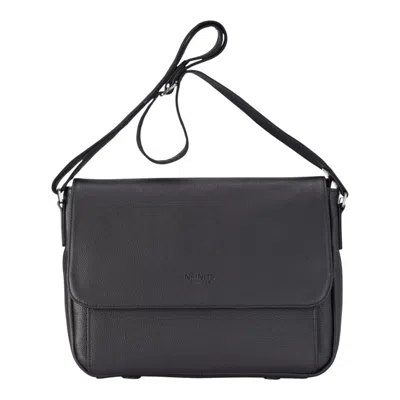 Infinity Leather Genuine Leather Navy Laptop Bag Travel Work Messenger Satchel - Camden In Black