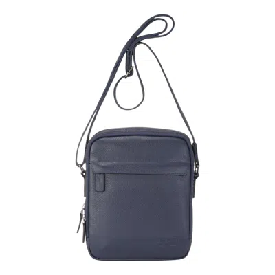 Infinity Leather Genuine Leather Navy Vintage Messenger Crossbody Travel Bag - Hawthrone In Blue