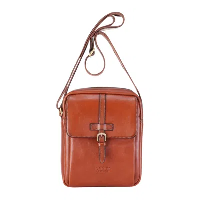 Infinity Leather Genuine Leather Tan Vintage Crossbody Messenger Travel Bag - Ashby In Brown