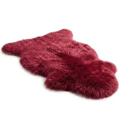 Infinity Leather Genuine Red Rose Sheepskin Natural Silky Soft Fluffy Real Wool Rug