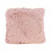 Infinity Leather Genuine Sheepskin Beige 40x40cm Real Wool Single Sided Cushion In Pink