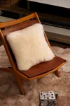 Infinity Leather Genuine Sheepskin Beige Real Wool Single Sided Cushion In Neutral