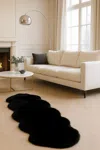 Infinity Leather Genuine Sheepskin Black Double Natural Silky Fluffy Soft Real Wool Rug In Black