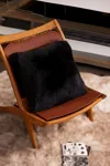 Infinity Leather Genuine Sheepskin Chocolate Brown Real Wool Single Sided Cushion In Black