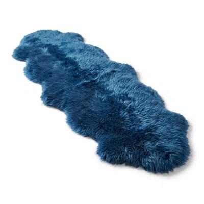 Infinity Leather Genuine Sheepskin Diamond Blue Double Natural Fluffy Silky Soft Real Wool Rug