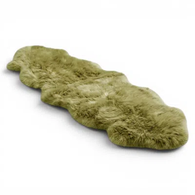 Infinity Leather Genuine Sheepskin Green Double Natural Fluffy Silky Soft Real Wool Rug