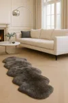 Infinity Leather Genuine Sheepskin Mushroom Double Natural Silky Fluffy Soft Real Wool Rug In Gray