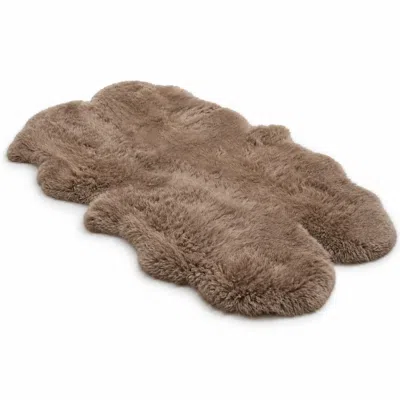 Infinity Leather Genuine Sheepskin Mushroom Quad Natural Fluffy Silky Soft Real Wool Rug In Brown