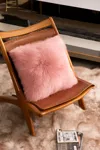 Infinity Leather Genuine Sheepskin Pink Real Wool Single Sided Cushion In Pink