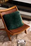 Infinity Leather Genuine Sheepskin Thyme Green Real Wool Single Sided Cushion In Brown