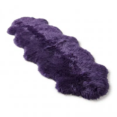 Infinity Leather Genuine Sheepskin Violet Double Natural Fluffy Silky Soft Real Wool Rug In Purple