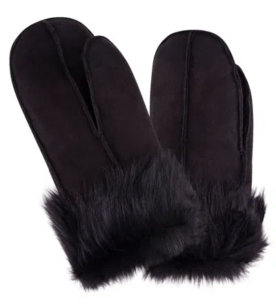 Infinity Leather Handmade Real Leather Sheepskin Mittens Shearling Black Mitts Gloves Thick Warm