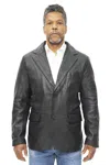 Infinity Leather Men's 2 Button Leather Blazer Jacket-hamilton In Black