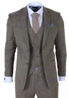 Infinity Leather Men's 3-piece Brown Classic Check Suit Slim Fit Plain Formal Party Suit In Gray